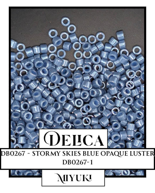 DB0267-Miyuki Delica 11/0:Stormy Skies Blue O/L DB0267-1 (7 gram pkg ~1400 Pcs)