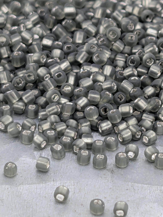 4666SB  Translucent Silver Lined Matte Gunmetal   11/0