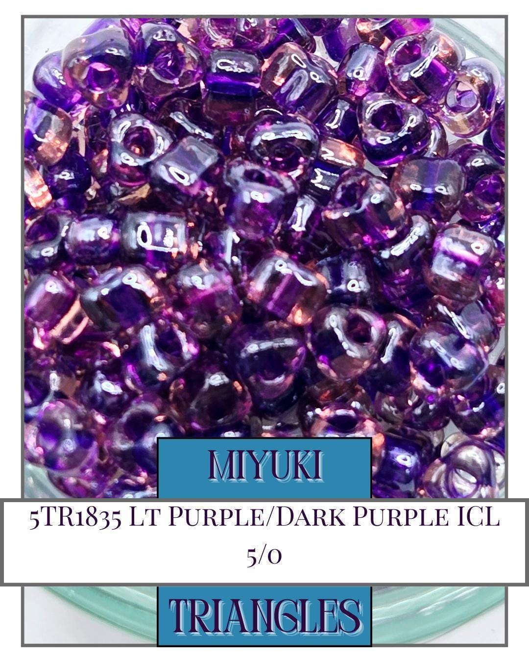 5TR1835-Miyuki Triangle Beads:Lt Purple/Dark Purple ICL (10g pkg)