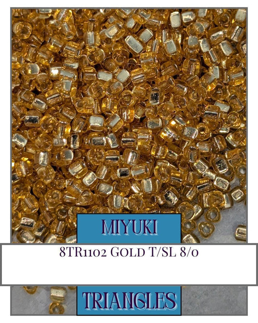 8TR1102-Miyuki Triangle Beads:Gold T/SL (10g pkg)