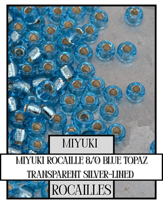 8-0018 Miyuki Rocaille 8/0 | Blue Topaz Translucent Silver-Lined 20g