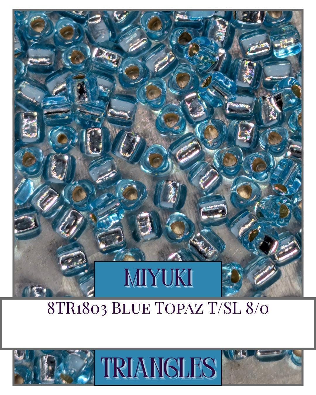8TR1803-Miyuki Triangle Beads:Blue Topaz T/SL (10g pkg)
