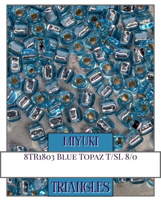 8TR1803-Miyuki Triangle Beads:Blue Topaz T/SL (10g pkg)