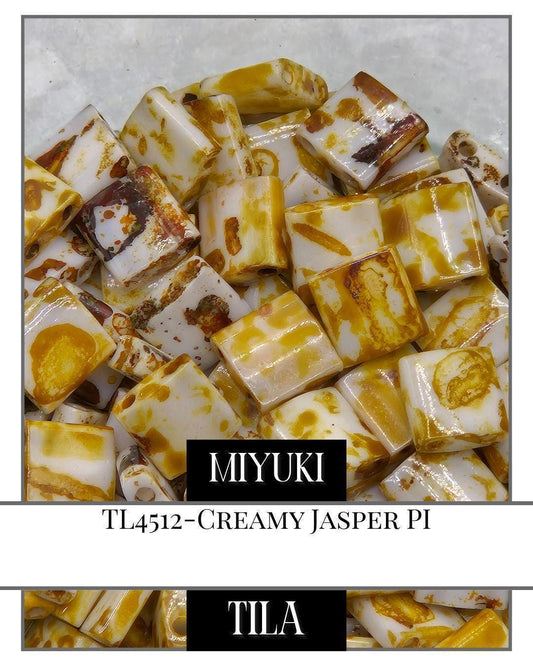 TL4512-Miyuki Tila Beads:Creamy Jasper PI (7.5g pkg)
