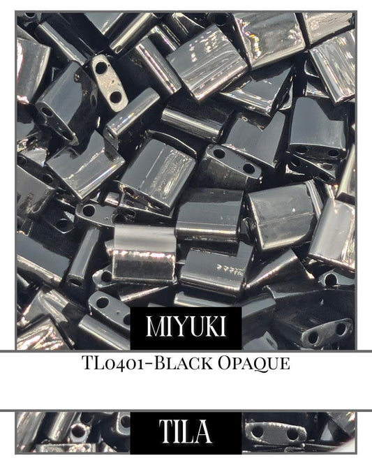 TL0401-Miyuki Tila Beads:Black O (7.5g pkg)