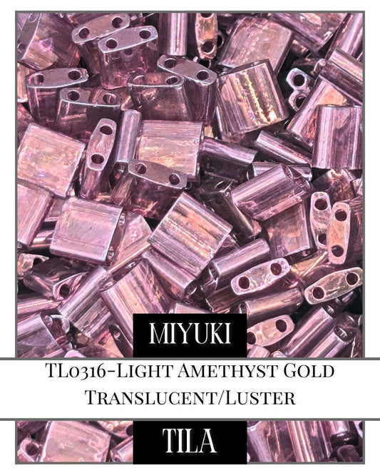 TL0316-Miyuki Tila Beads:Light Amethyst Gold T/L (7.5g pkg)