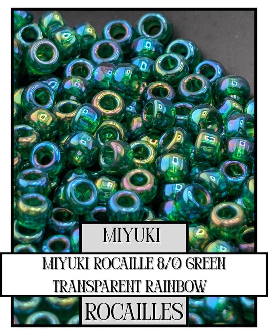 8-0179 Miyuki Rocaille 8/0 | Green Transparent Rainbow 20g