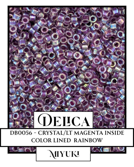 DB0056-Miyuki Delica 11/0:Crystal/Lt Magenta ICL/R (7 gram pkg ~1400 Pcs)