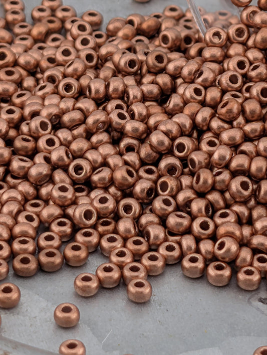 Opaque Metallic Soft Copper | Preciosa Ornela Seed Beads | Size 8/0 | 15g Pkg ~630 pcs