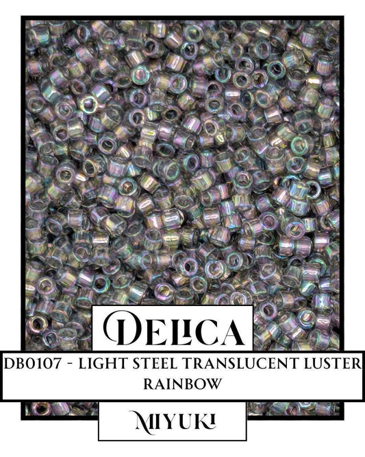 DB0107-Miyuki Delica 11/0:Light Steel T/L/R (7 gram pkg ~1400 Pcs)