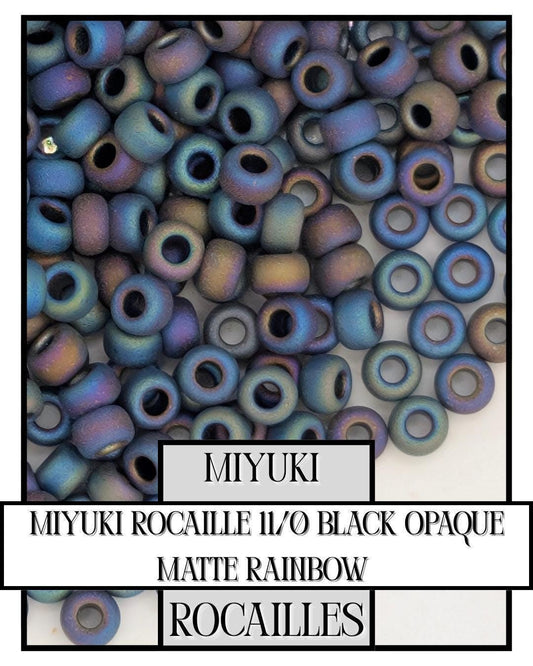 11-0401FR Miyuki Rocailles 11/0 | Black Opaque Matte Rainbow 20g