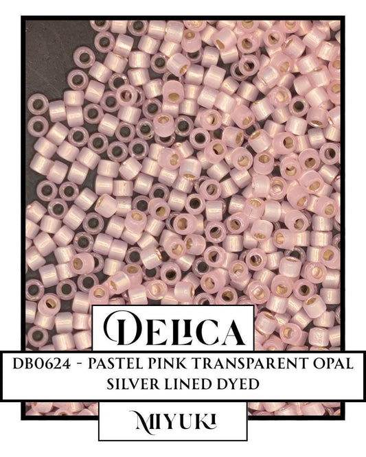 DB0624-Miyuki Delica 11/0:Pastel Pink T/Opal SL (D) (7 gram pkg ~1400 Pcs)
