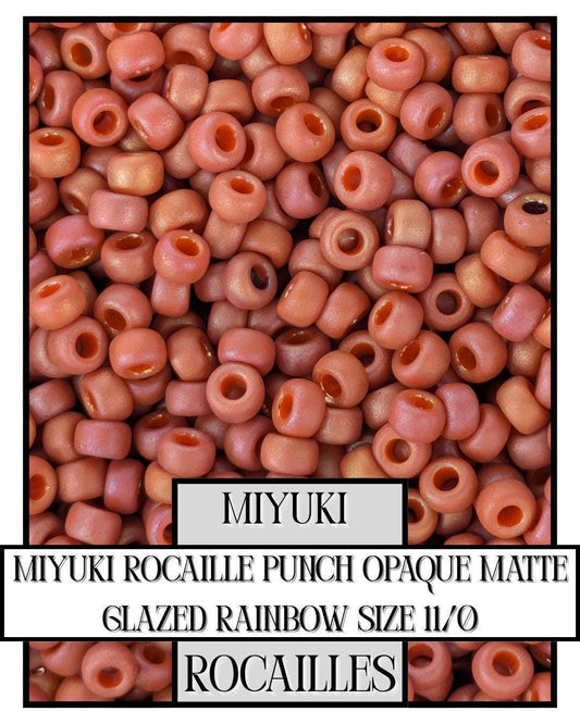 Miyuki Rocaille Beads: Punch Opaque Matte Glazed Rainbow, Size 11/0