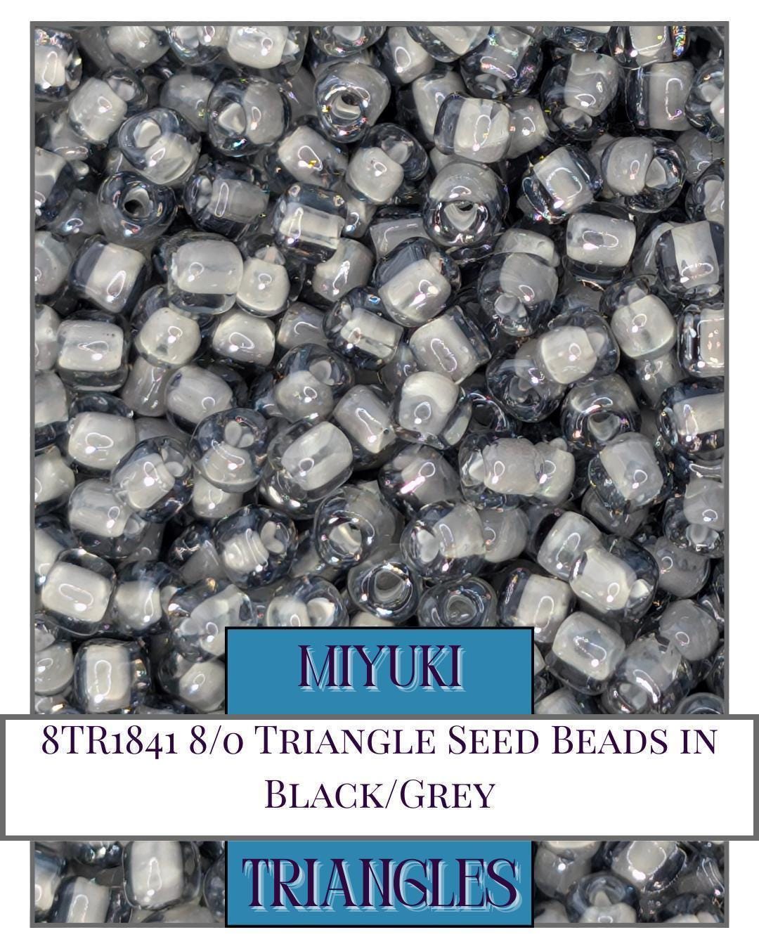 8TR1841-Miyuki Triangle Beads:Black/Grey ICL (10g pkg)