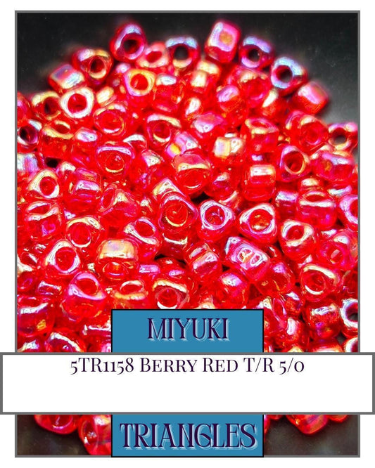 5TR1158-Miyuki Triangle Beads:Berry Red T/R (10g pkg)