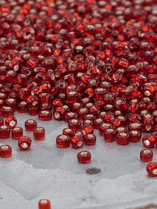 Transparent Silver-Lined Red  | Preciosa Ornela Seed Beads | Size 10/0 | 15g Pkg  ~1425 pcs