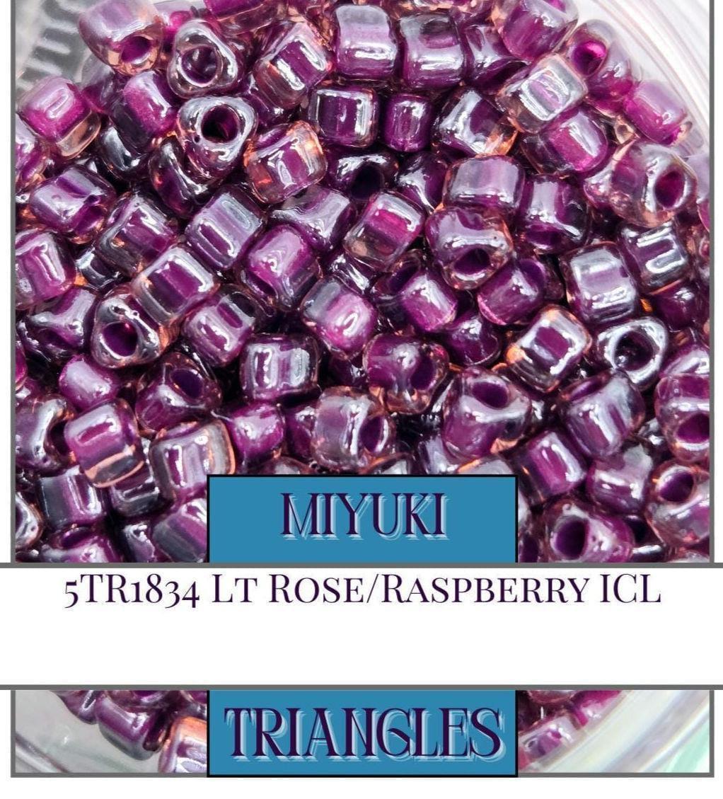 Miyuki Triangle Seed Beads: Lt Rose Raspberry Lined, Size 5/0 (10g ~111 Beads)