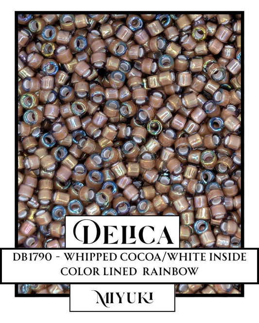 DB1790-Miyuki Delica 11/0:Whipped Cocoa/White ICL/R (7 gram pkg ~1400 Pcs)