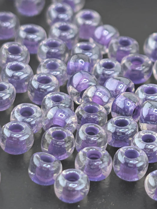 Transparent Terra Intensive Violet Lined Clear | Preciosa Ornela Seed Beads | Size 8/0 | 15g Pkg ~630 pcs