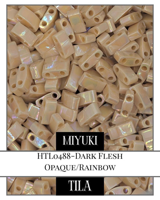 HTL0488-Miyuki Tila Beads:Dark Flesh O/UR (7.5g pkg)