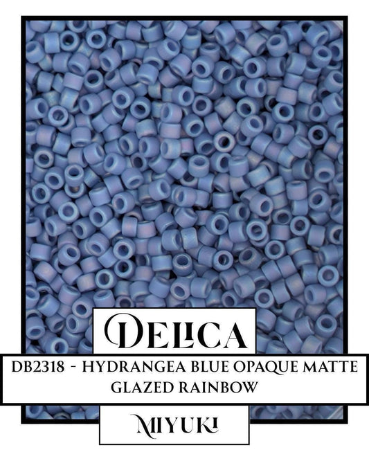 DB2318-Miyuki Delica 11/0:Hydrangea Blue O/MA/GL/R (7 gram pkg ~1400 Pcs)