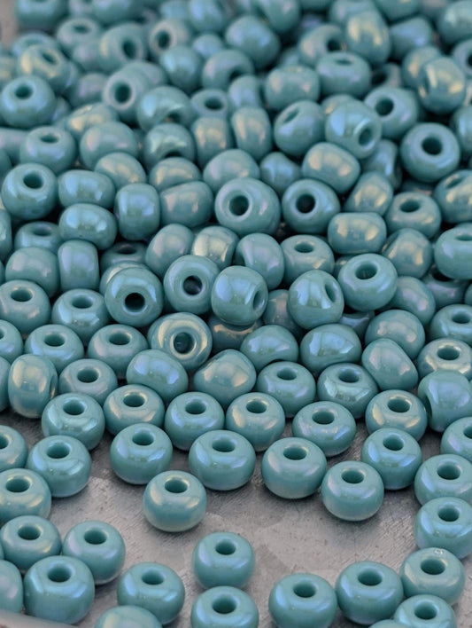 Opaque Turquoise Green Rainbow Luster Size 6/0 15g pkg