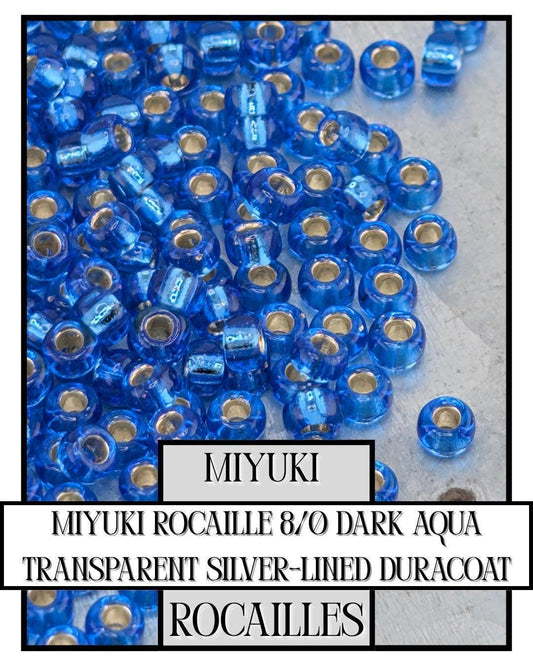 8-1334 Miyuki Rocaille 8/0 | Dark Aqua Translucent Silver-Lined (D) 20g
