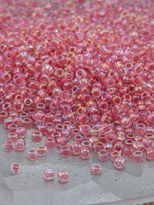 1852SB  Translucent Inside Dyed Color Rainbow Hot Pink 11/0
