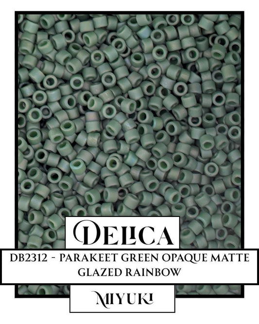 DB2312-Miyuki Delica 11/0:Parakeet Green O/MA/GL/R (7 gram pkg ~1400 Pcs)