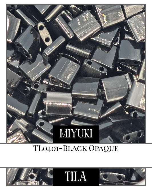 TL0401FR-Miyuki Tila Beads:Black O/MA/R (7.5g pkg)