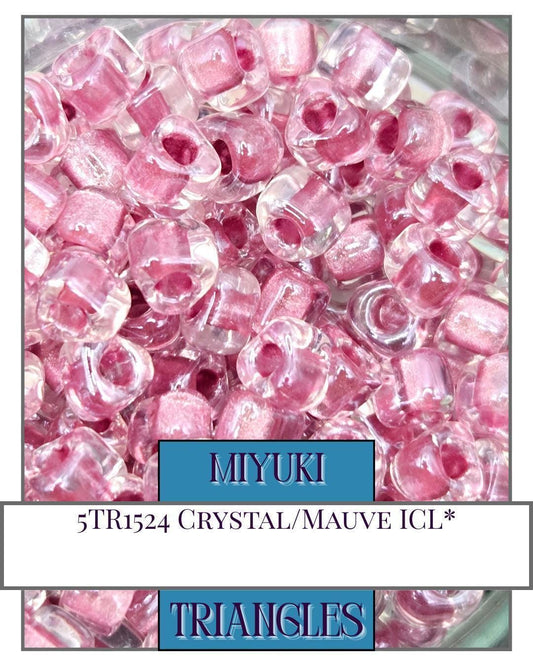 5TR1524-Miyuki Triangle Beads:Crystal/Mauve ICL* (10g pkg)