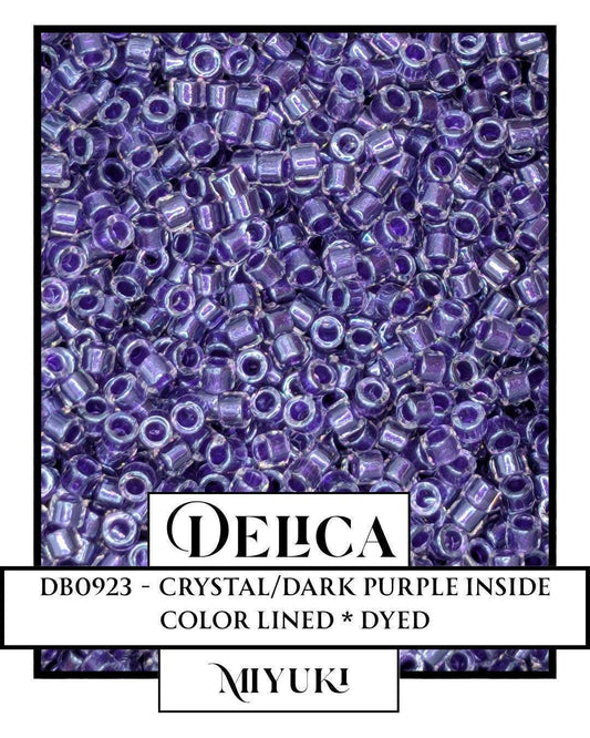 DB0923-Miyuki Delica 11/0:Crystal/Dark Purple ICL* (D) (7 gram pkg ~1400 Pcs)