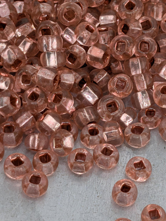 Preciosa 6/0 Rocaille, Translucent Solgel Dyed Silver-Lined Dark Pink 15g pkg