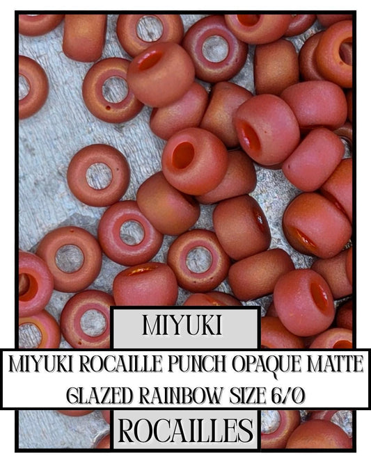 Miyuki Rocaille Beads: Punch Opaque Matte Glazed Rainbow - Size 6/0