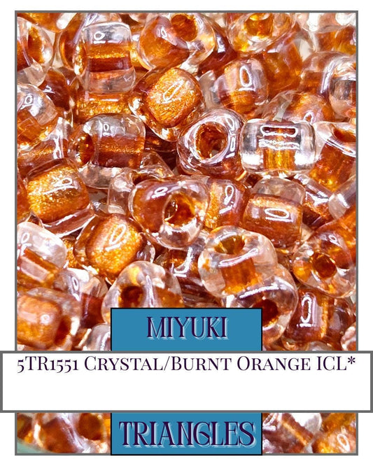Miyuki Triangle Seed Beads: Crystal Burnt Orange Lined, 10g
