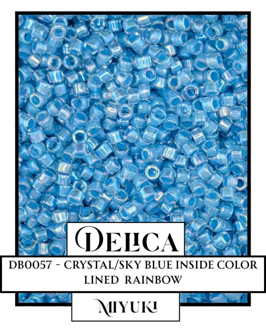 DB0057-Miyuki Delica 11/0:Crystal/Sky Blue ICL/R (7 gram pkg ~1400 Pcs)