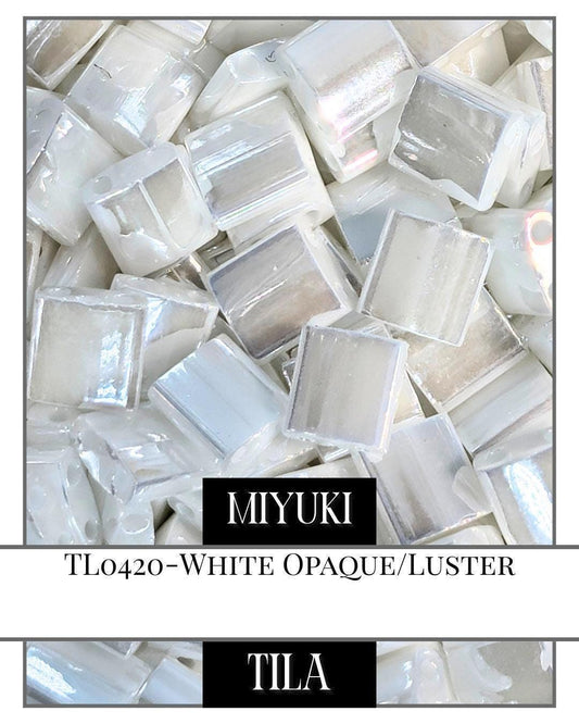TL0420-Miyuki Tila Beads:White O/L (7.5g pkg)