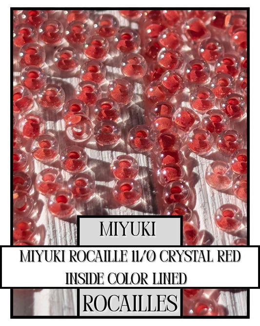 11-0226 Miyuki Rocailles 11/0 | Crystal/Red Inside Color Lined 20g
