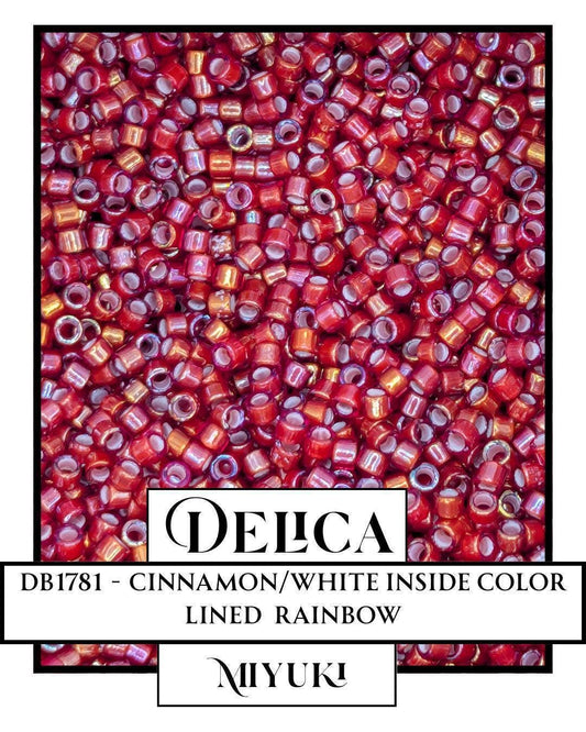 DB1781-Miyuki Delica 11/0:Cinnamon/White ICL/R (7 gram pkg ~1400 Pcs)