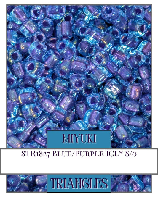 8TR1827-Miyuki Triangle Beads:Blue/Purple ICL* (10g pkg)