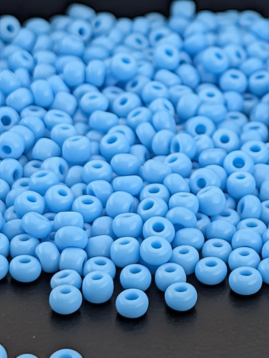 Opaque Light Blue | Preciosa Ornela Seed Beads | Size 8/0 | 15g Pkg ~630 pcs