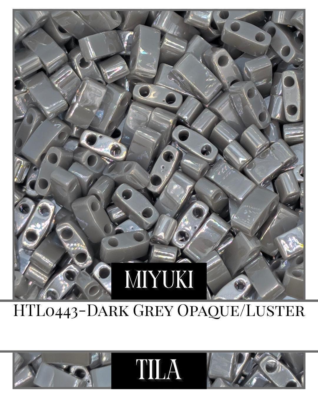 HTL0443-Miyuki Tila Beads:Dark Grey O/L (7.5g pkg)