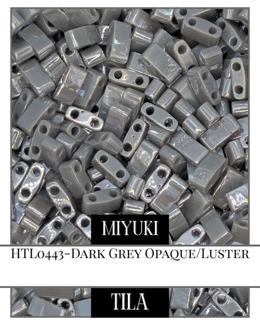 HTL0443-Miyuki Tila Beads:Dark Grey O/L (7.5g pkg)