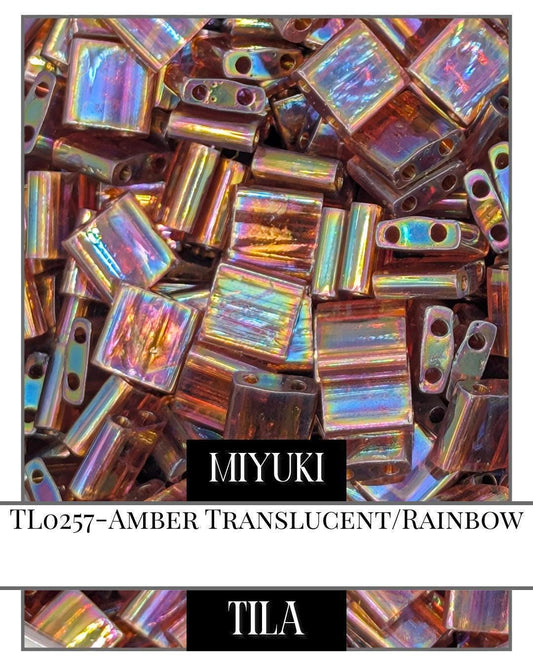 TL0257-Miyuki Tila Beads:Amber T/R (7.5g pkg)