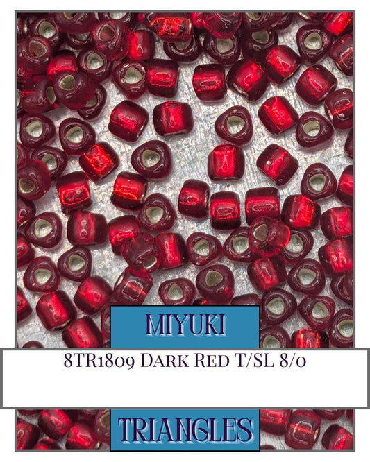 8TR1809-Miyuki Triangle Beads:Dark Red T/SL (10g pkg)