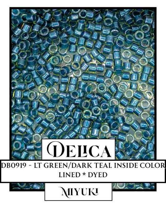 DB0919-Miyuki Delica 11/0:Lt Green/Dark Teal ICL* (D) (7 gram pkg ~1400 Pcs)