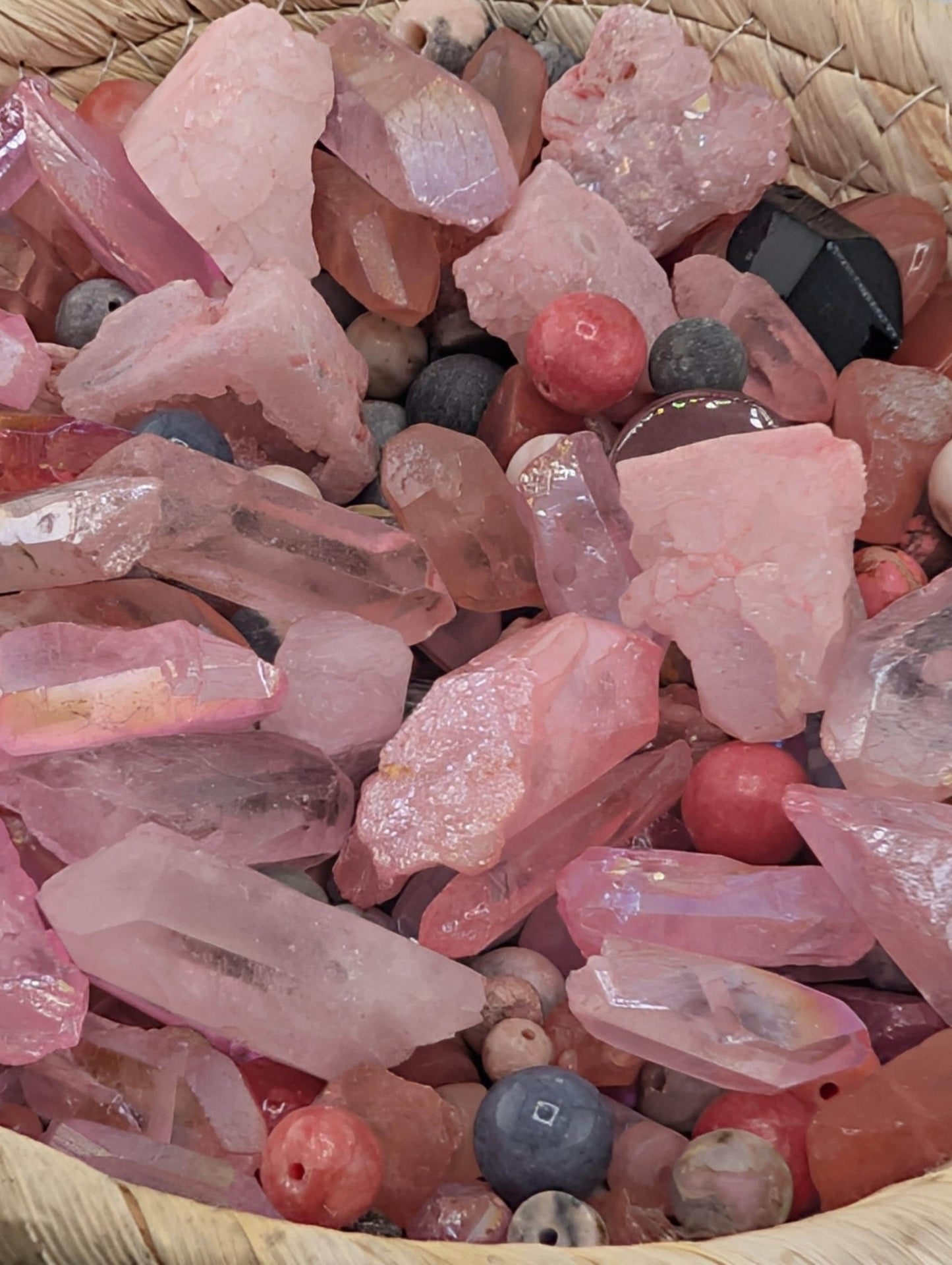 Cherry Quartz Gemstone Bead Mix: 2 oz Natural Stone Craft Supply
