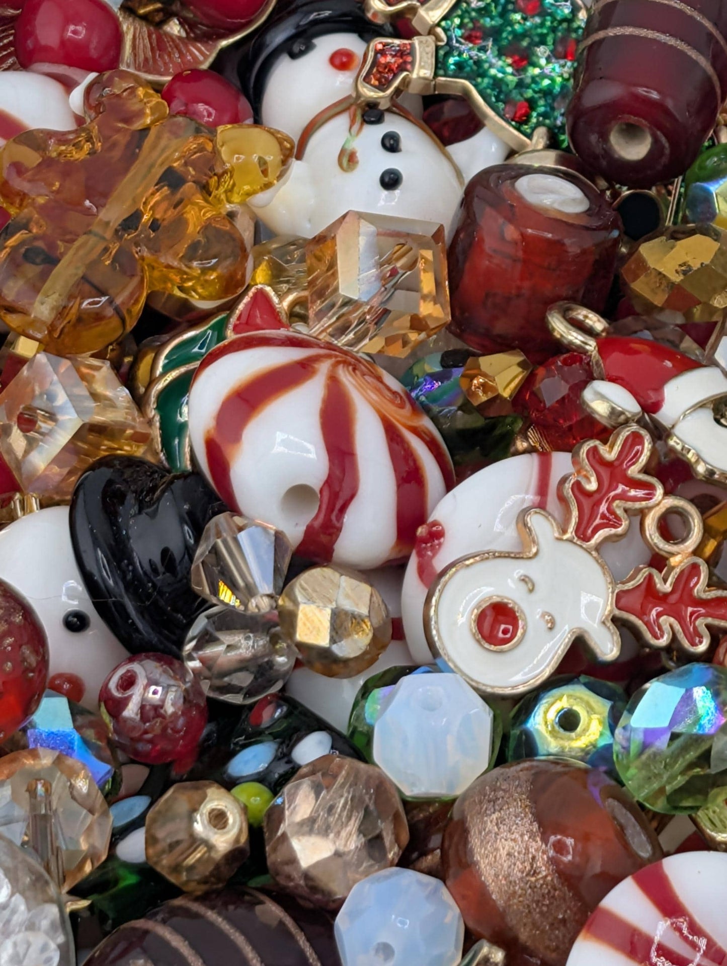 Christmas Glass Bead & Charm Soup: ALL GLASS DIY Jewelry Making Supplies (30g Pkg)