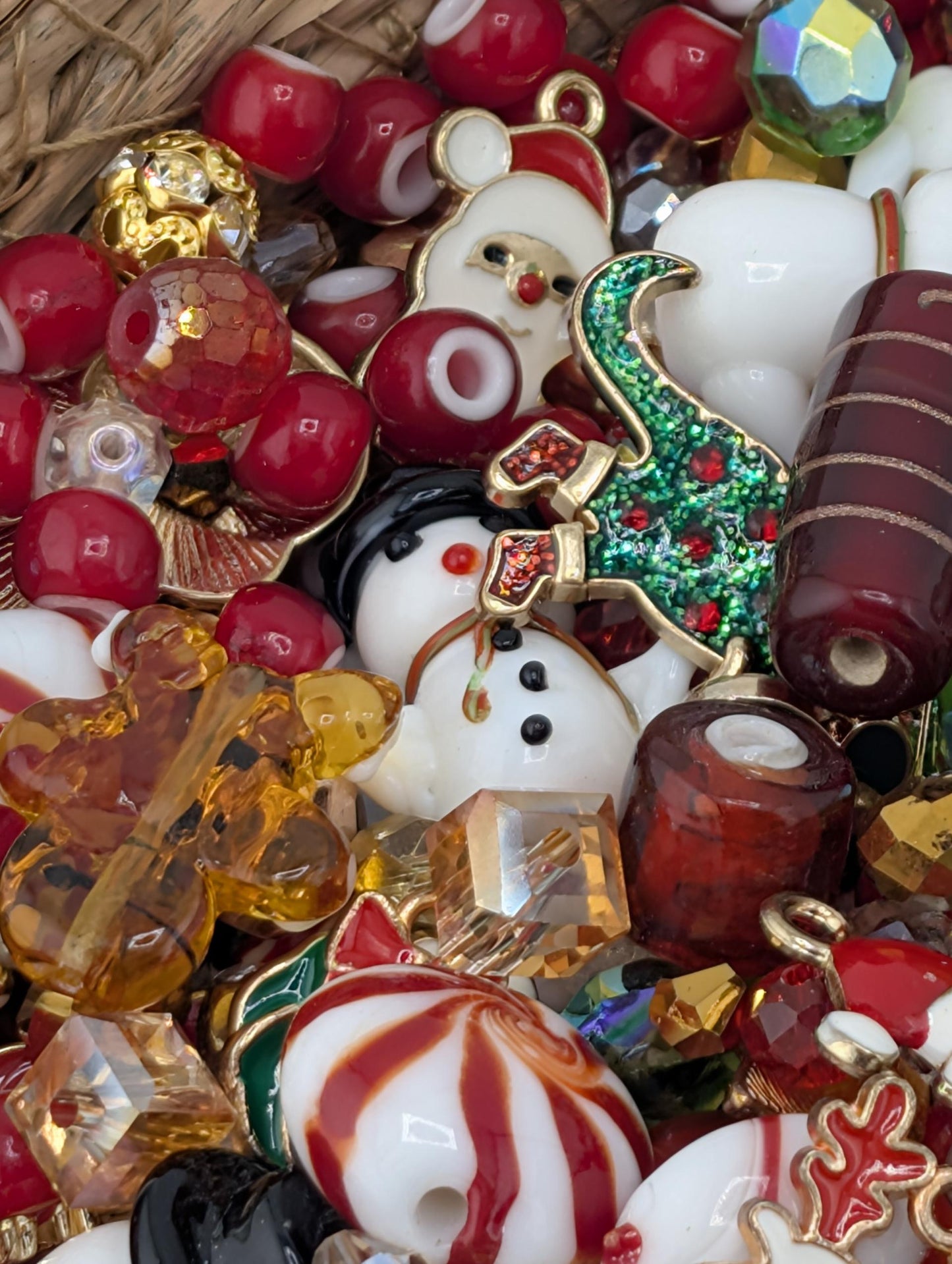 Christmas Glass Bead & Charm Soup: ALL GLASS DIY Jewelry Making Supplies (30g Pkg)