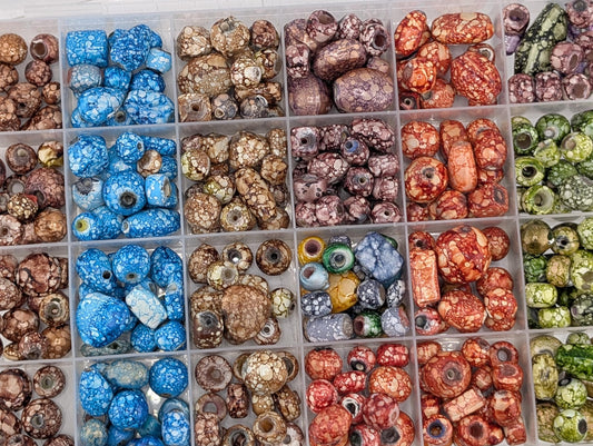 Assorted Glass Marbled Beads